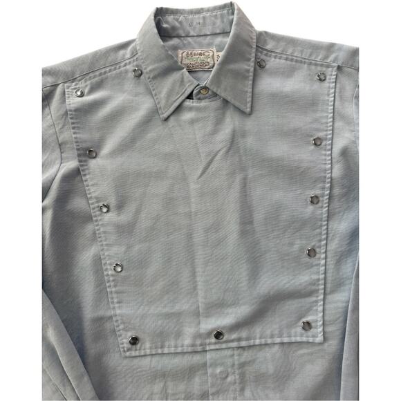 VTG H Bar C California Ranchwear Placket chambray  Bib long tail shirt medium - Picture 7 of 16